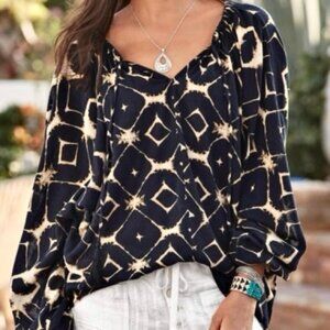 Sundance Boho Peasant Top Oversized Cotton Western Tassel Cowgirl Top